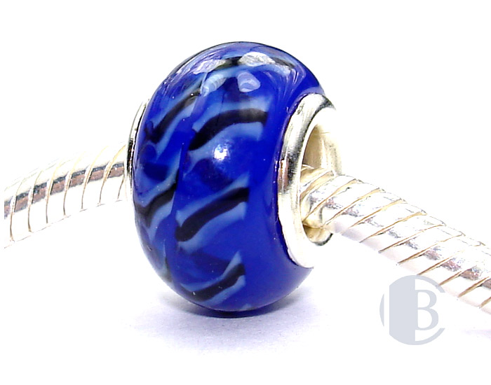 925 sterling silver core murano glass bead