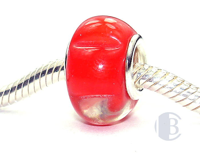 925 sterling silver core murano glass bead