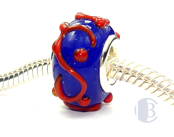 925 sterling silver core murano glass bead