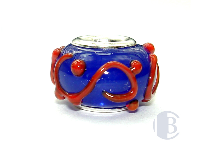 925 sterling silver core murano glass bead