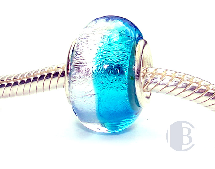 925 sterling silver core murano glass bead