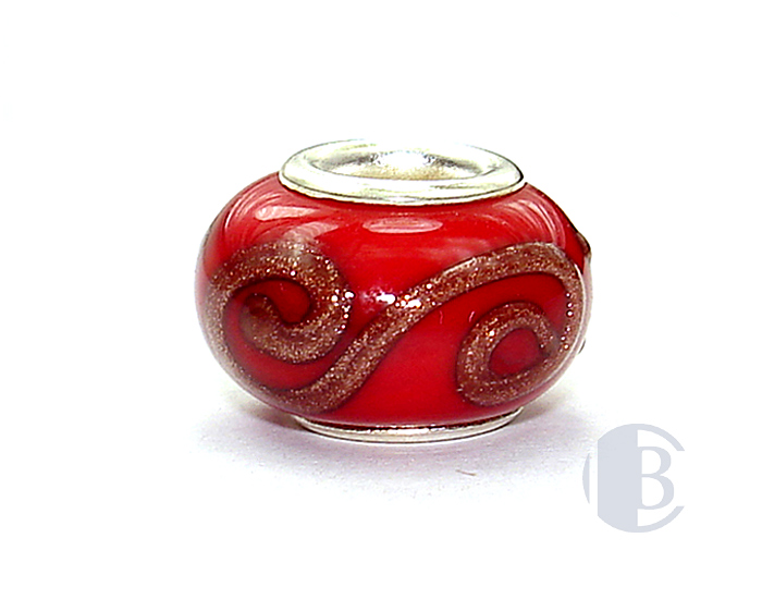 925 sterling silver core murano glass bead