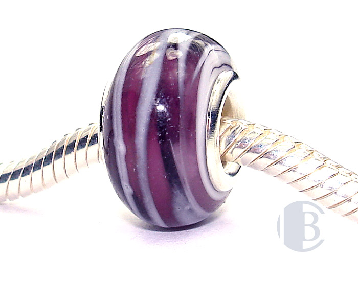 925 sterling silver core murano glass bead