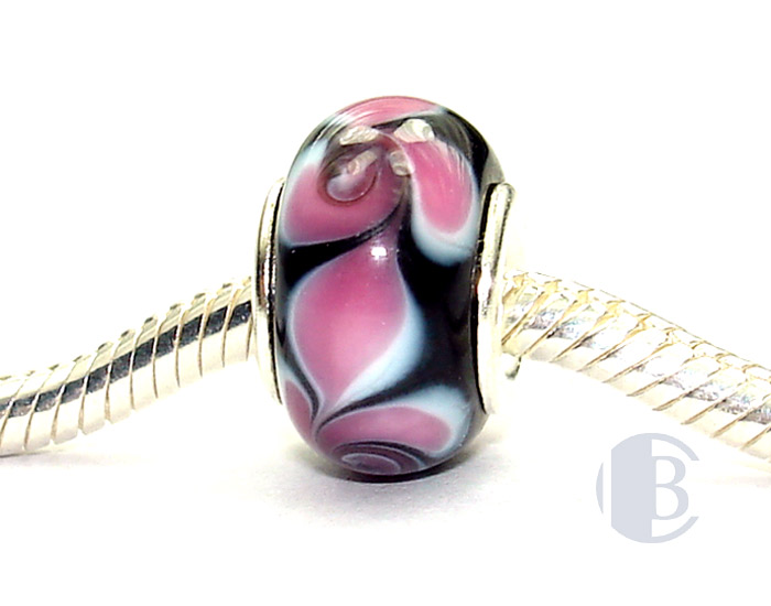 925 sterling silver core murano glass bead
