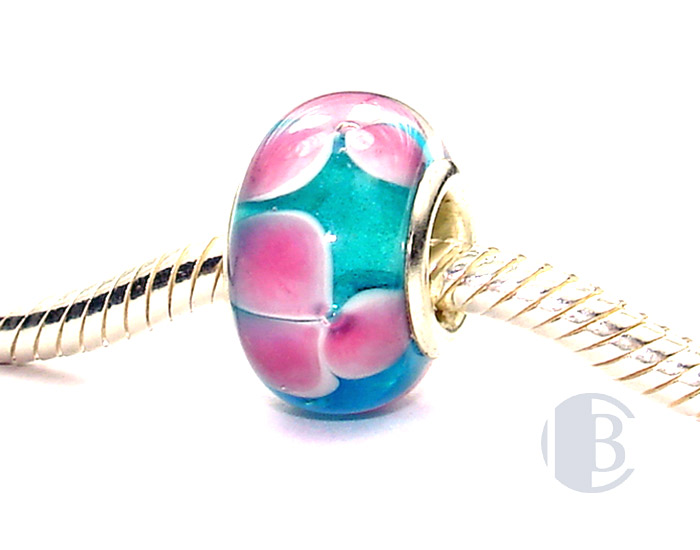 925 sterling silver core murano glass bead