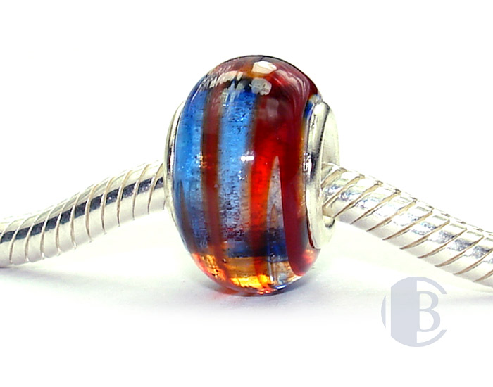 925 sterling silver core murano glass bead