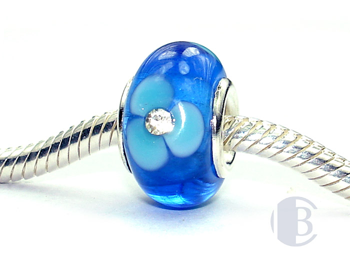925 sterling silver core murano glass bead