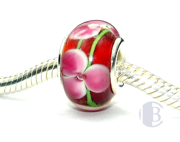 925 sterling silver core murano glass bead