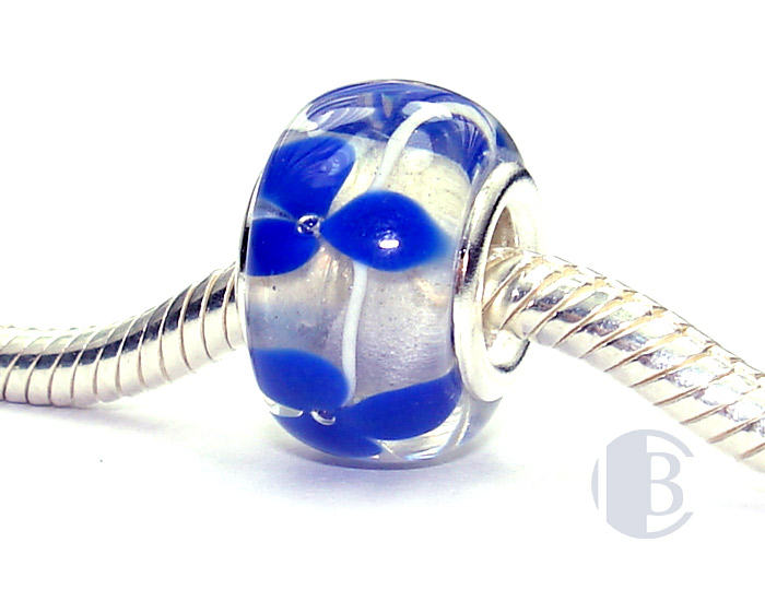 925 sterling silver core murano glass bead