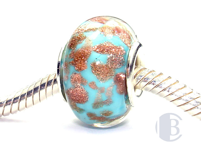 925 sterling silver core murano glass bead