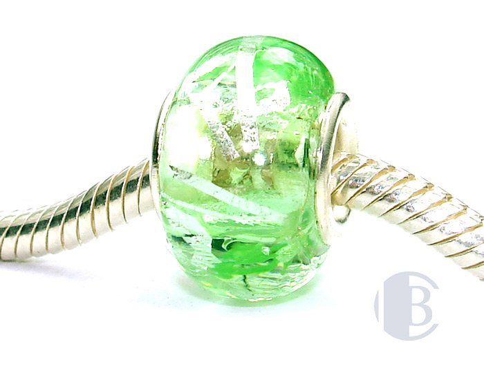 925 sterling silver core murano glass bead