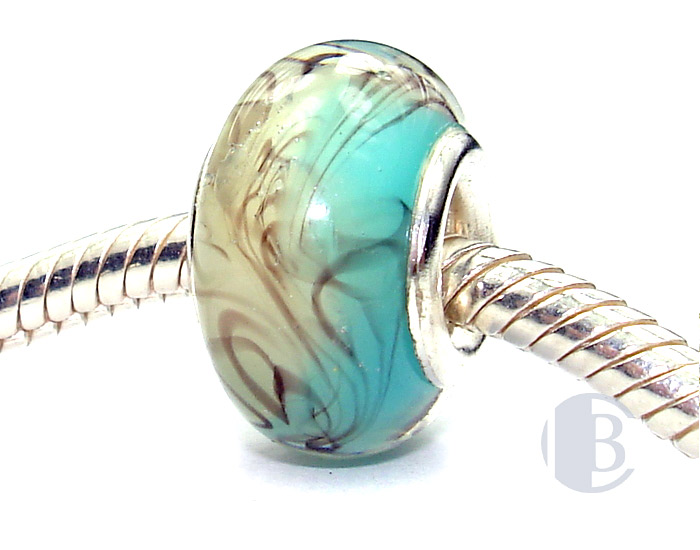 925 sterling silver core murano glass bead