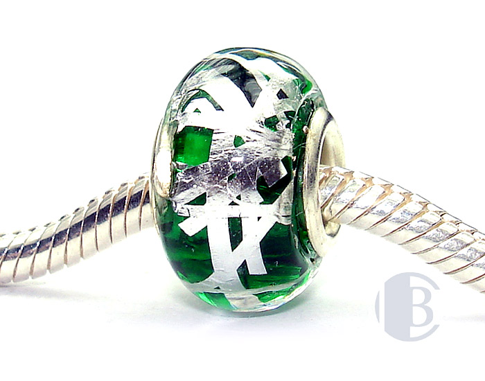 925 sterling silver core murano glass bead