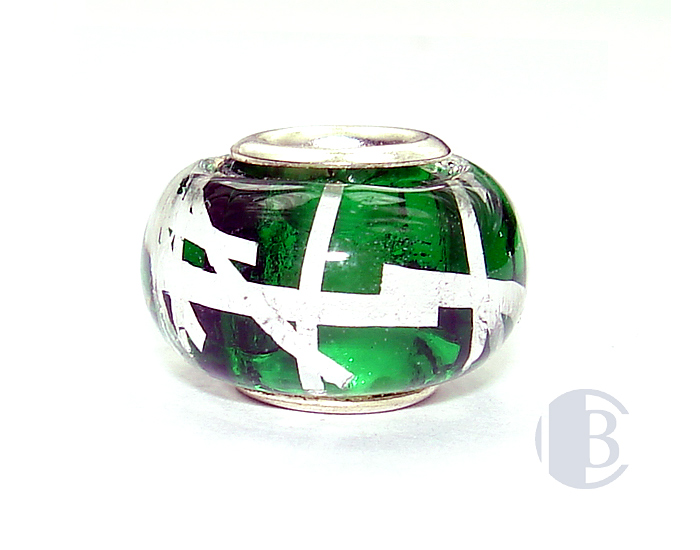925 sterling silver core murano glass bead