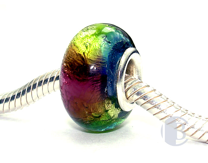 925 sterling silver core murano glass bead