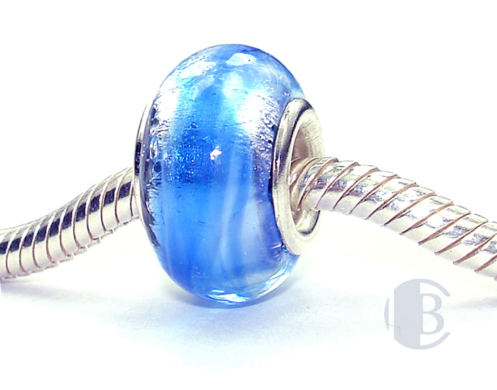 925 sterling silver core murano glass bead