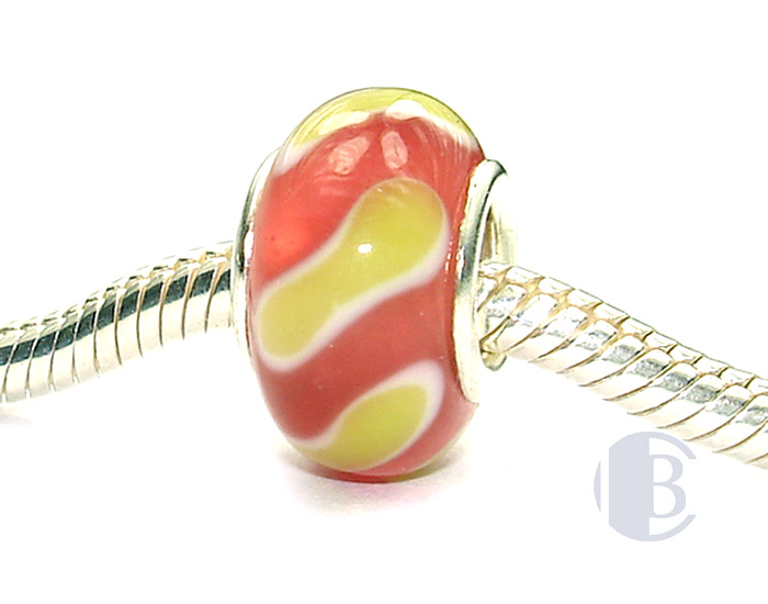 925 sterling silver core murano glass bead
