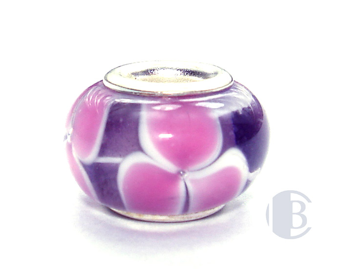 925 sterling silver core murano glass bead