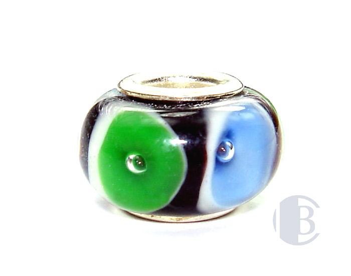 925 sterling silver core murano glass bead