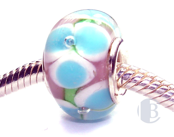 925 sterling silver core murano glass bead