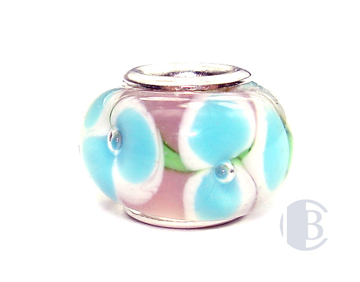 925 sterling silver core murano glass bead