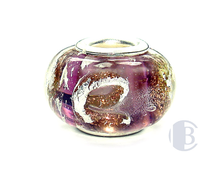 925 sterling silver core murano glass bead