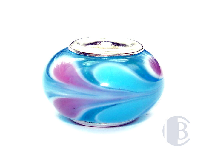 925 sterling silver core murano glass bead