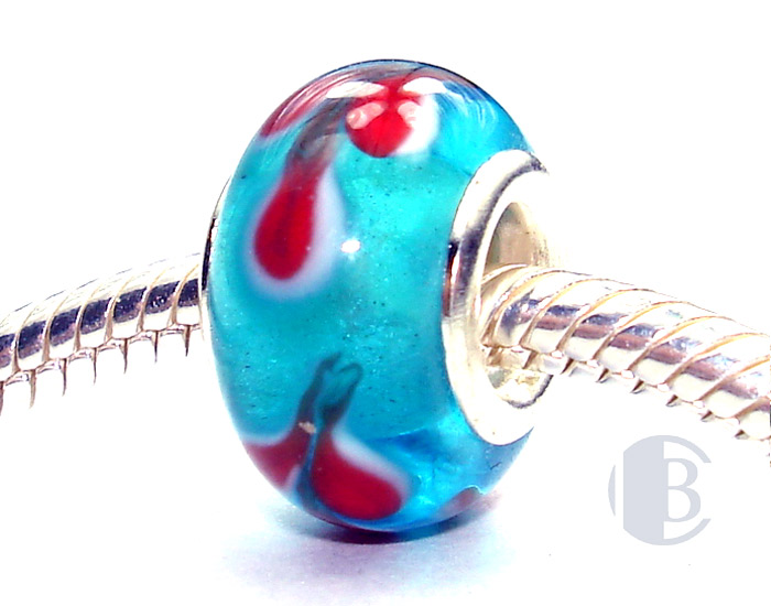 925 sterling silver core murano glass bead