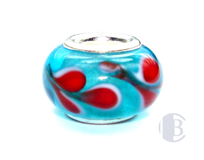 925 sterling silver core murano glass bead