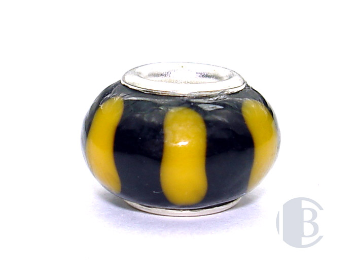 925 sterling silver core murano glass bead