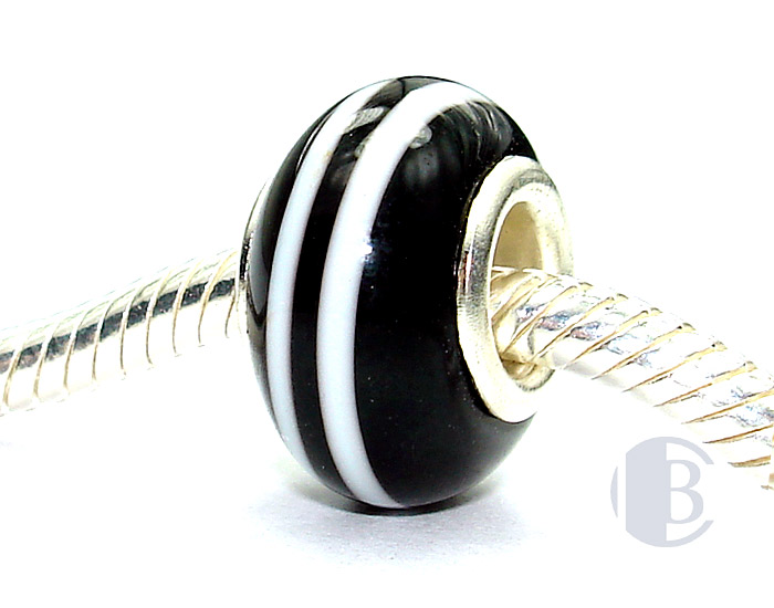 925 sterling silver core murano glass bead