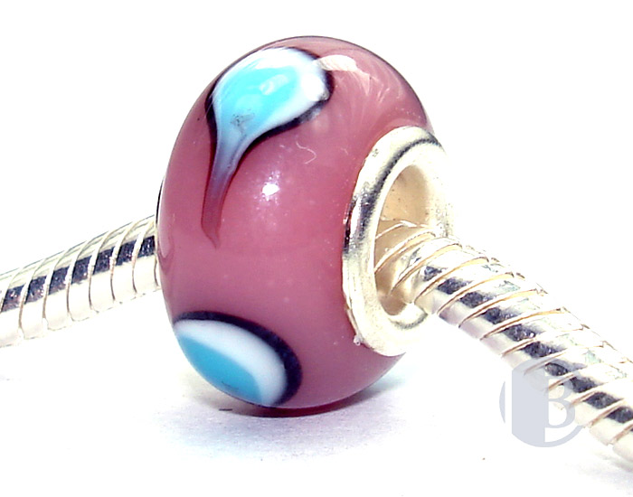 925 sterling silver core murano glass bead