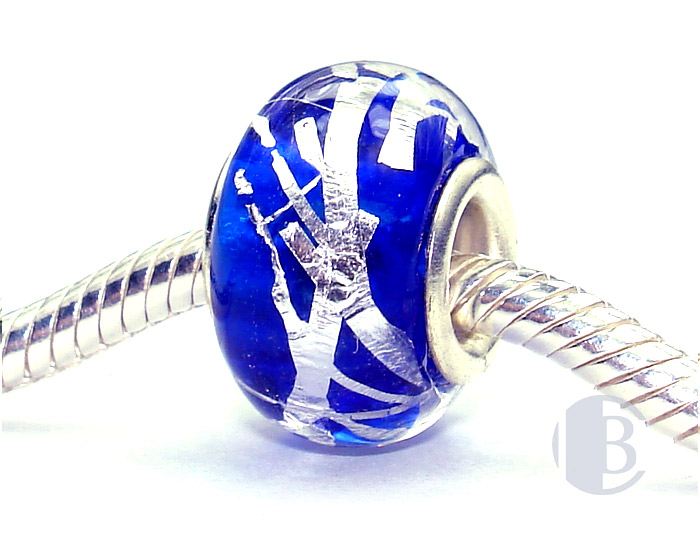 925 sterling silver core murano glass bead