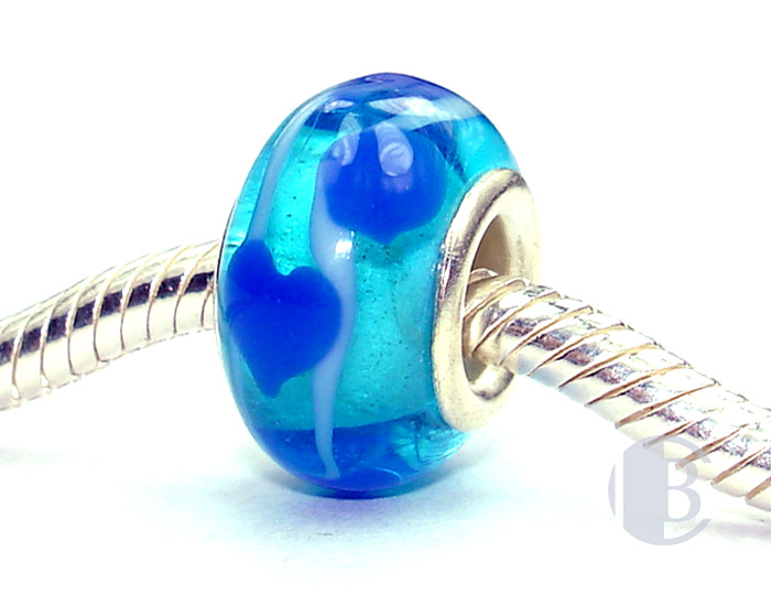 925 sterling silver core murano glass bead