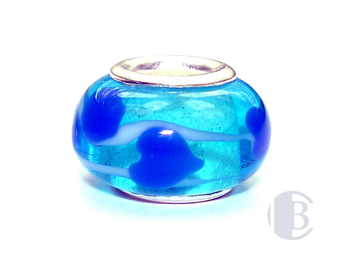 925 sterling silver core murano glass bead
