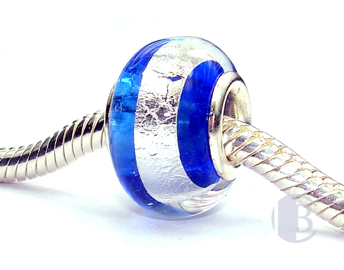 925 sterling silver core murano glass bead