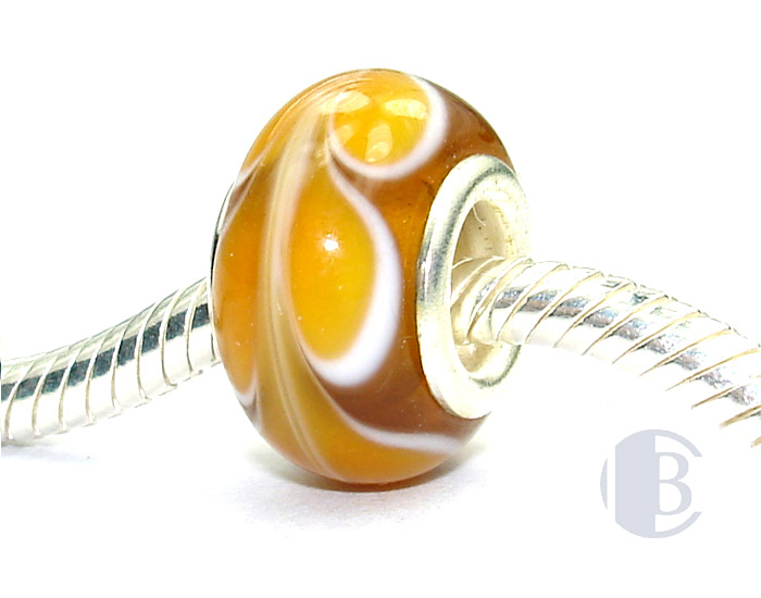 925 sterling silver core murano glass bead