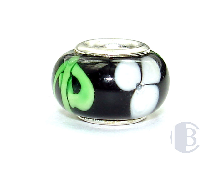 925 sterling silver core murano glass bead