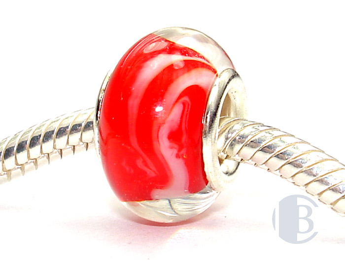 925 sterling silver core murano glass bead