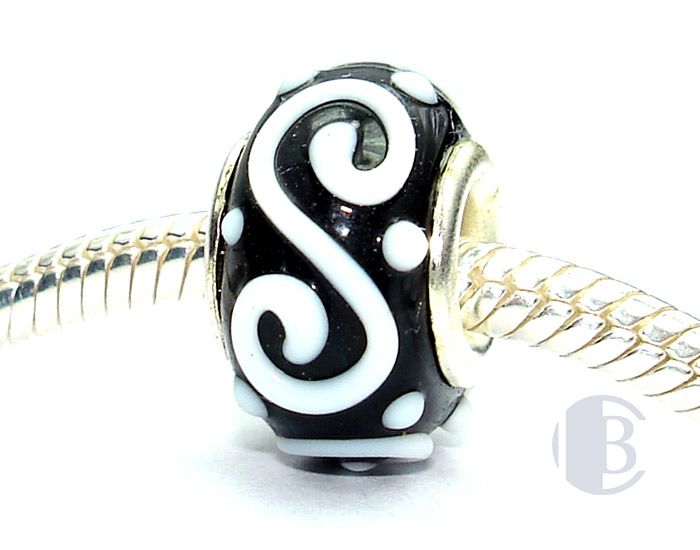 925 sterling silver core murano glass bead