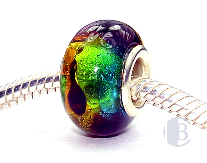 925 sterling silver core murano glass bead