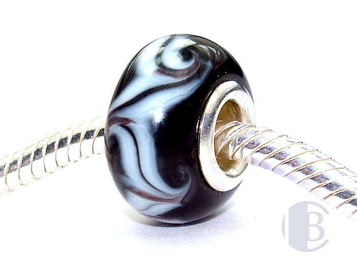 925 sterling silver core murano glass bead