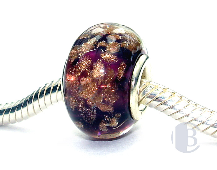 925 sterling silver core murano glass bead