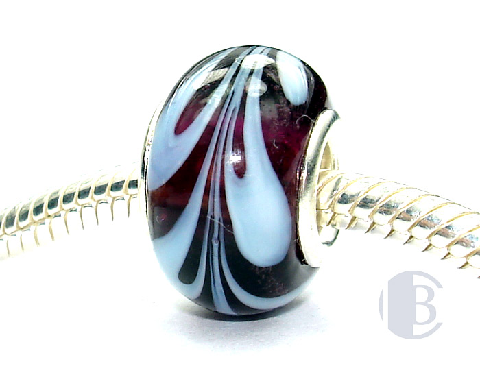 925 sterling silver core murano glass bead