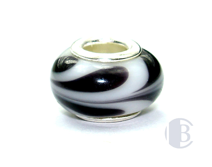925 sterling silver core murano glass bead