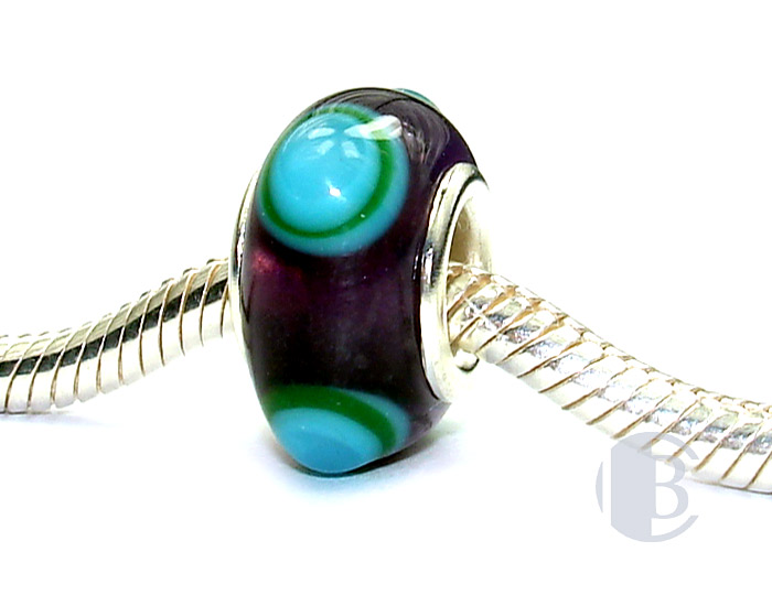 925 sterling silver core murano glass bead