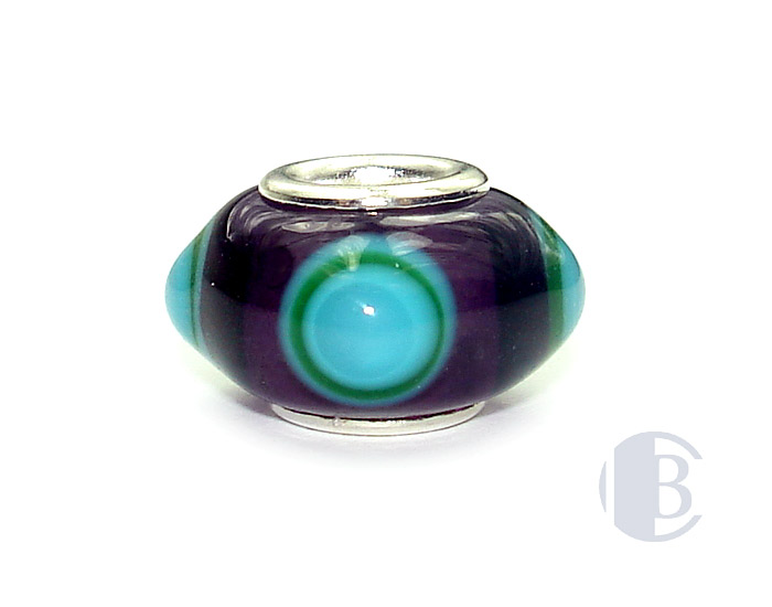 925 sterling silver core murano glass bead