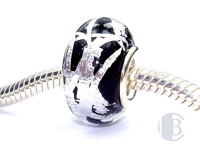 925 sterling silver core murano glass bead