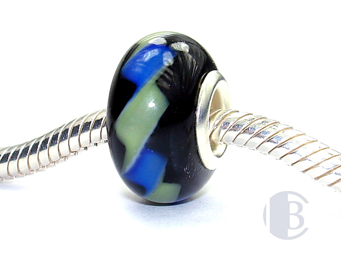 925 sterling silver core murano glass bead