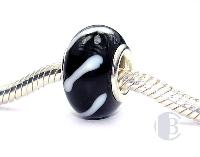 925 sterling silver core murano glass bead